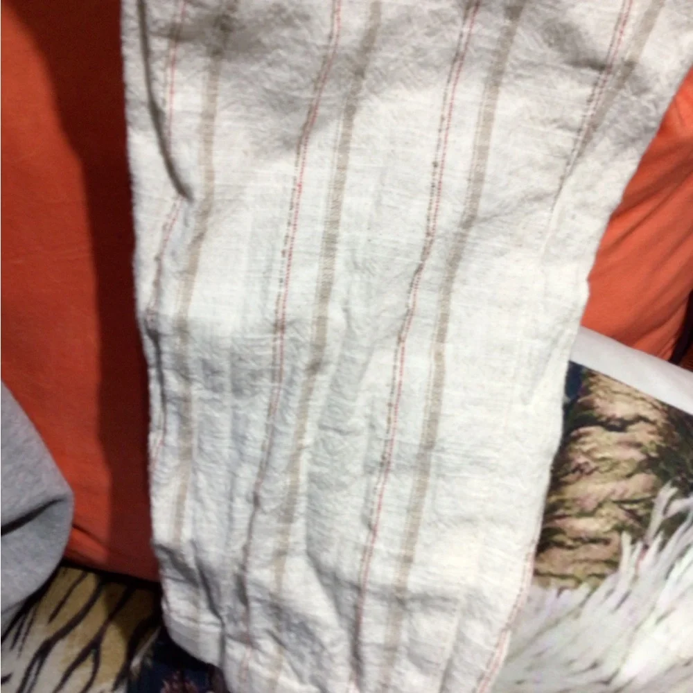 ZARA Cream linen Stripe Drawstring Pants